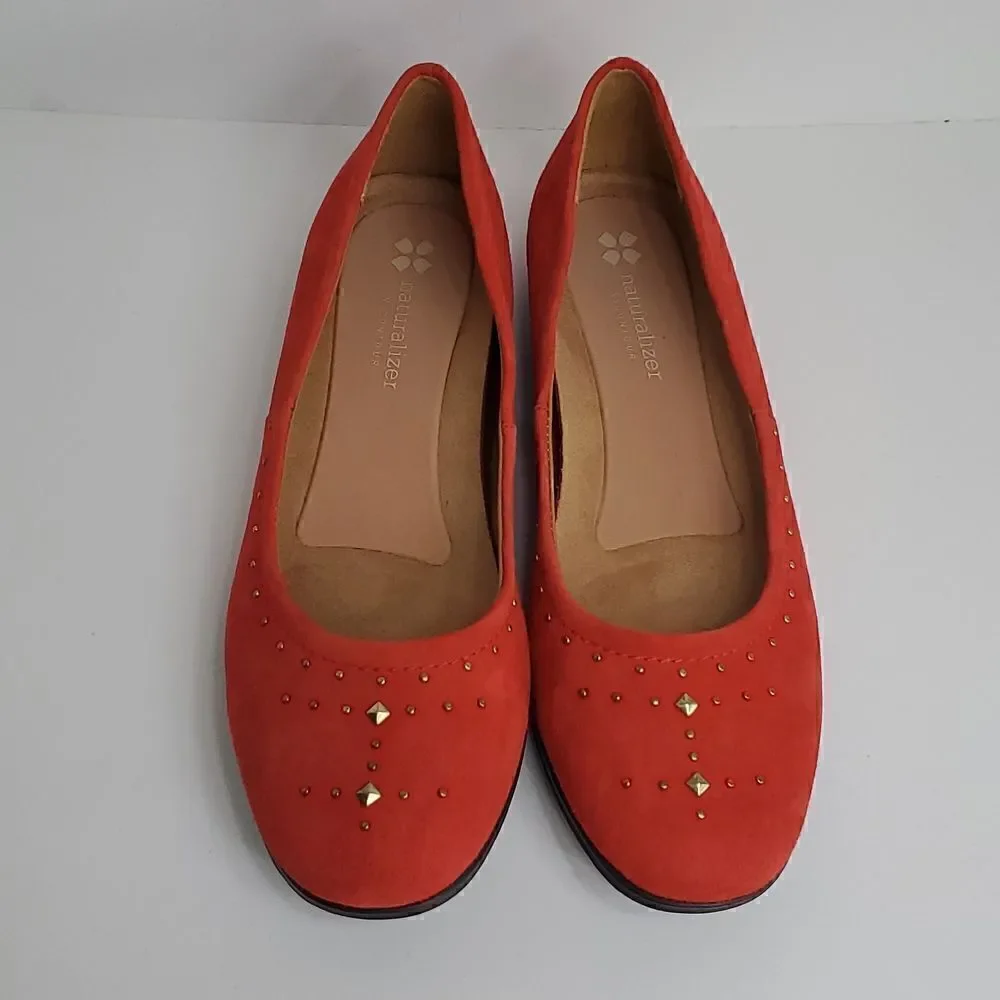 Naturalizer Joana  Red Studded Leather Comfort Flats Size 9N
